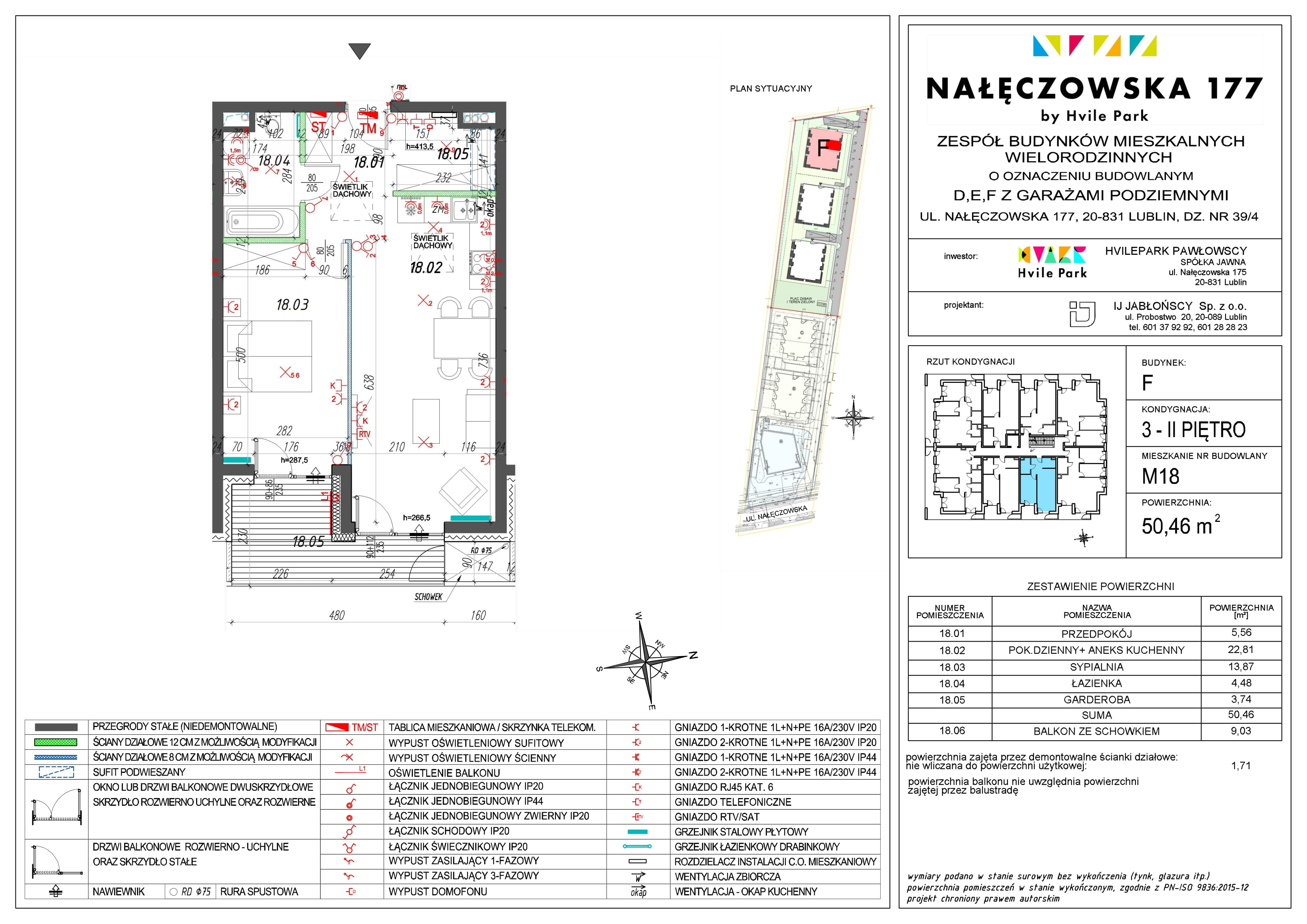 Mieszkanie 50,46 m², piętro 2, oferta nr F_M18, Nałęczowska 177 by Hvile Park, Lublin, Szerokie, ul. Nałęczowska 177-idx